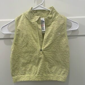 Gymshark Adapt Animal Seamless Crop 1/2 Zip - Firefly Yellow